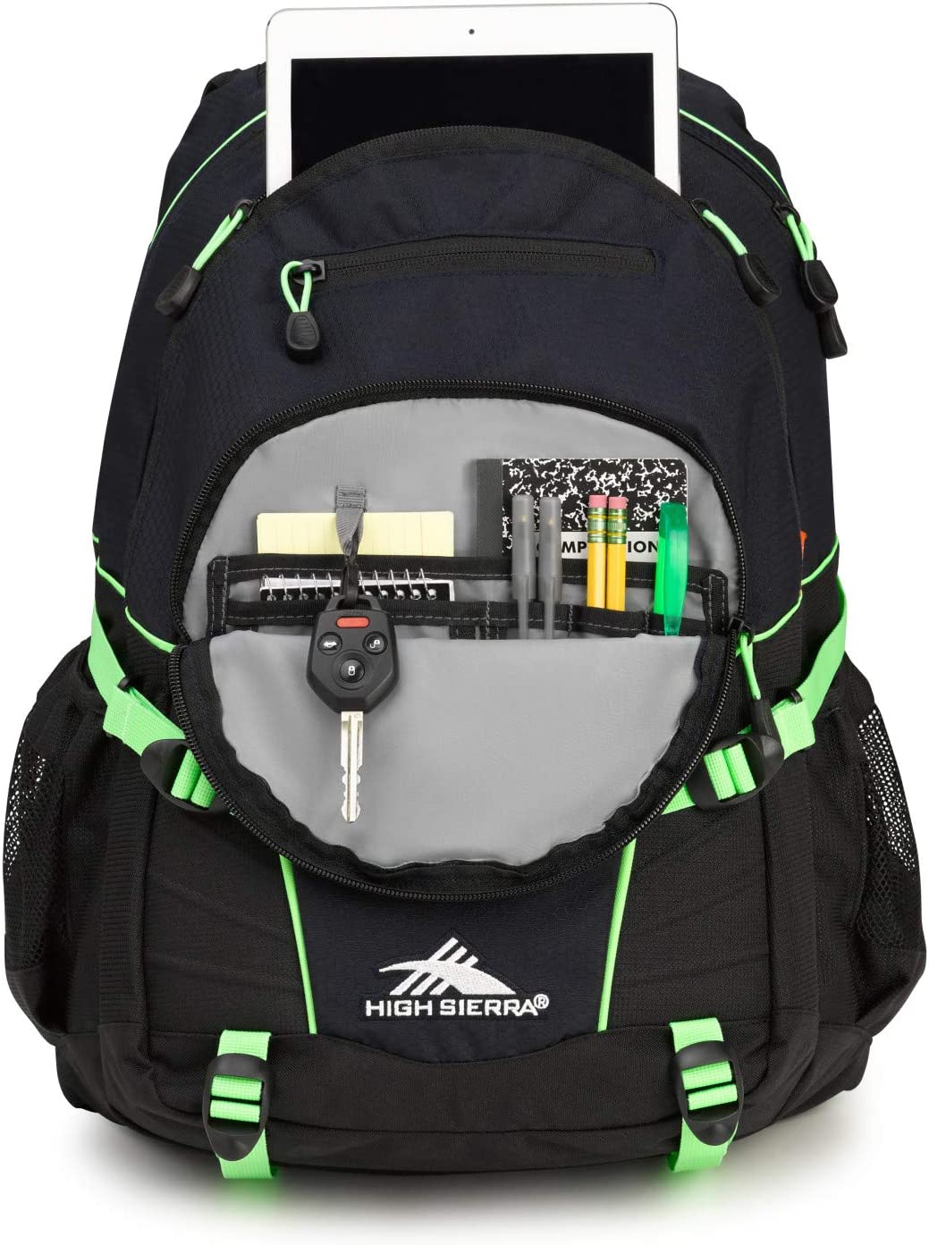 High Sierra Loop-Backpack, School, Travel, or Work Bookbag with tablet-sleeve, Black, One Size - Image 2